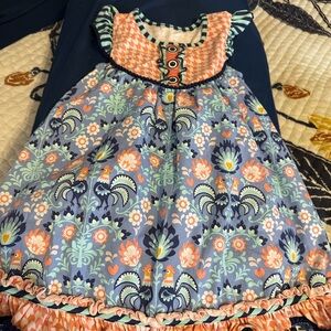Colorful Kids Dress with Floral and Geometric Patterns